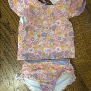 Floral Kids Swim Bikini Set - Pink, Purple, Yellow
